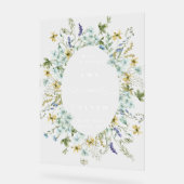 Wildflower Ovaal Krans Lijst bruiloft Welkom Acryl Bord (Hoek)