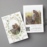 Wildflower ovaal Lijst 2 foto bruiloft QR-code Save The Date<br><div class="desc">Deze elegante bruiloft bewaart de datumuitnodiging en heeft mooie handgeschilderde waterverf wilde bloemen in roze,  geel en groen als een ovaal lijst met een foto. Voor meer geavanceerde aanpassing van dit ontwerp,  klikt u op de BLUE DESIGN TOOL BUTTON hierboven! Overeenkomende objecten zijn ook beschikbaar.</div>