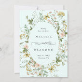Wildflower Ovaal Lijst Bruiloft Foto Mint Save The Date (Voorkant)