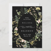 Wildflower ovaal Lijst bruiloft foto zwart Save The Date (Voorkant)