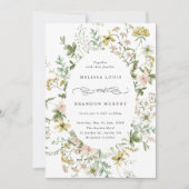 Wildflower Ovaal Lijst Bruiloft Kaart (Voorkant)