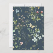 Wildflower Ovaal Lijst Bruiloft Navy Blauw Kaart (Achterkant)