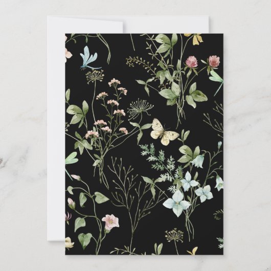 Wildflower Ovaal Lijst Bruiloft Zwart Kaart (Achterkant)