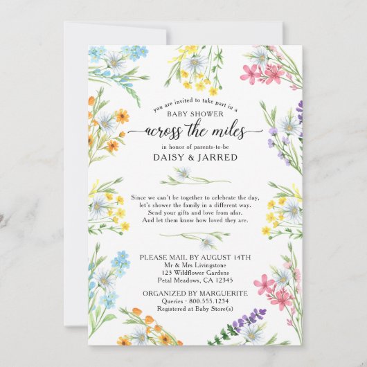 Wildflower Over de Miles Baby shower per Mail Kaart (Voorkant)