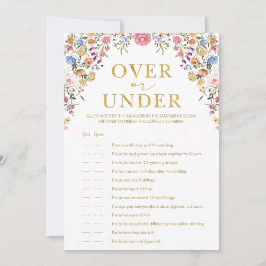 Wildflower Over of Onder Vrijgezellenfeest Game Ka Kaart (Voorkant)