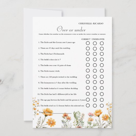 Wildflower Over of onder vrijgezellenfeest spel Ka Aankondiging (Voorkant)