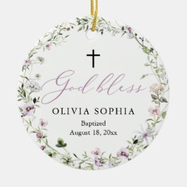 Wildflower Paars Girl Foto Baptisme Ornament