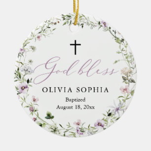 Wildflower Paars Girl Foto Baptisme Ornament