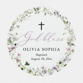 Wildflower Paars Girl Foto Baptisme Ornament