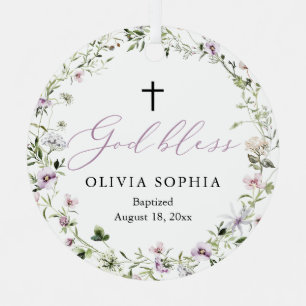 Wildflower Paars Girl Foto Baptisme Ornament