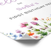 Wildflower Paarse 1e Verjaardag Welkom Sign Poster (Hoek)