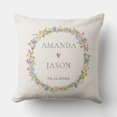 Wildflower Paarse Blauw Geel Roze Krans Bloemen Kussen (Voorkant)