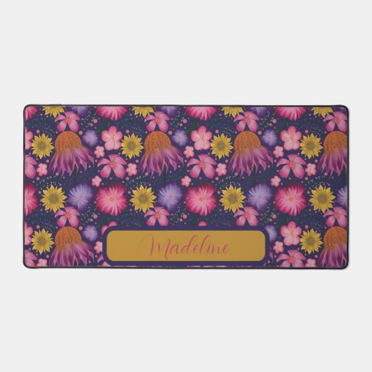  Wildflower Paarse bloemmotief Bureaumat (Voorkant)
