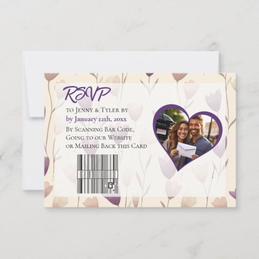  Wildflower Paarse Botanische bruiloft RSVP Kaartje (Voorkant)