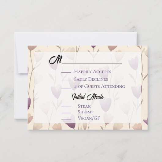  Wildflower Paarse Botanische bruiloft RSVP Kaartje (Achterkant)