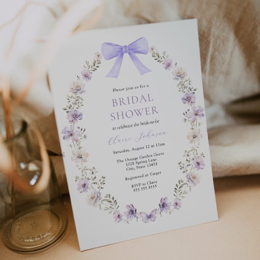 Wildflower Paarse Bow Vrijgezellenfeest Kaart