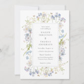 Wildflower Paarse en blauwe bloemen bruiloft Kaart (Voorkant)
