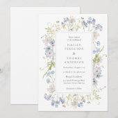 Wildflower Paarse en blauwe bloemen bruiloft Kaart (Voorkant / Achterkant)