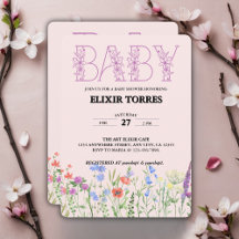 Wildflower Paarse Floral Baby Monogram Baby shower