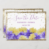 Wildflower paarse rhapsodie bewaar de datum kaart (Voorkant / Achterkant)