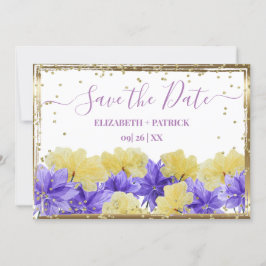 Wildflower paarse rhapsodie bewaar de datum kaart