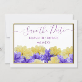 Wildflower paarse rhapsodie bewaar de datum kaart