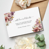 Wildflower Paarse Roos Waterverf Bruiloft Bedankkaart