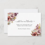 Wildflower Paarse Roos Waterverf Bruiloft Bedankkaart (Voorkant)