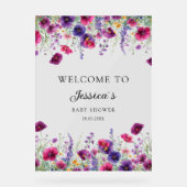 Wildflower, Paarse-Roze-Flower Baby shower Acryl Bord (Voorkant)