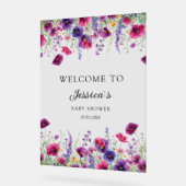Wildflower, Paarse-Roze-Flower Baby shower Acryl Bord (Hoek)