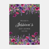 Wildflower, Paarse-Roze-Flower Baby shower Acryl Bord (Voorkant)