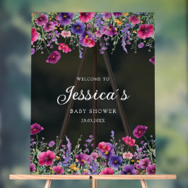 Wildflower, Paarse-Roze-Flower Baby shower Acryl Bord