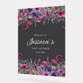 Wildflower, Paarse-Roze-Flower Baby shower Acryl Bord (Hoek)