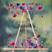 Wildflower, Paarse-Roze-Flower Baby shower Acryl Bord (Neutraal)