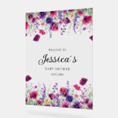 Wildflower, Paarse-Roze-Flower Baby shower Acryl Bord (Hoek)