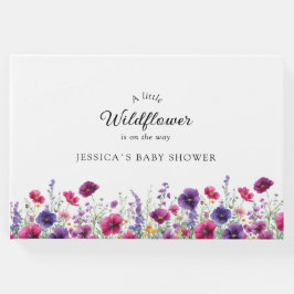 Wildflower, Paarse-Roze-Flower Baby shower Gastenboek