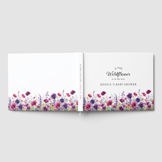 Wildflower, Paarse-Roze-Flower Baby shower Gastenboek (Volledig)