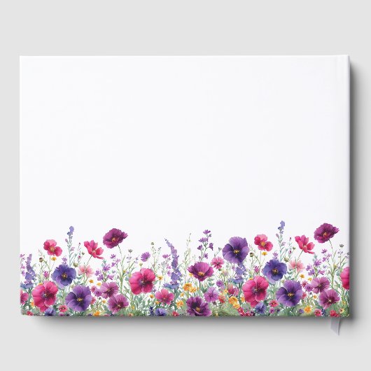 Wildflower, Paarse-Roze-Flower Baby shower Gastenboek (Achterkant)