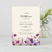 Wildflower, Paarse-Roze-Flower Baby shower Kaart (Staand voorkant)