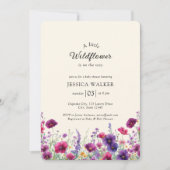 Wildflower, Paarse-Roze-Flower Baby shower Kaart (Voorkant)