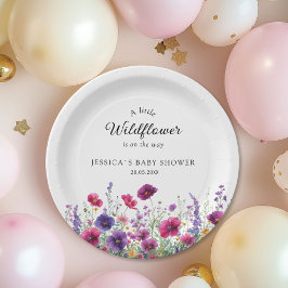 Wildflower, Paarse-Roze-Flower Baby shower Papieren Bordje
