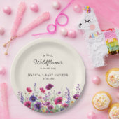 Wildflower, Paarse-Roze-Flower Baby shower Papieren Bordje (Feest)