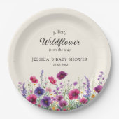 Wildflower, Paarse-Roze-Flower Baby shower Papieren Bordje (Voorkant)