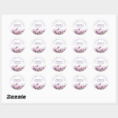 Wildflower, Paarse-Roze-Flower Baby shower Ronde Sticker (Vel)