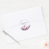 Wildflower, Paarse-Roze-Flower Baby shower Ronde Sticker (Envelop)