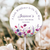 Wildflower, Paarse-Roze-Flower Baby shower Ronde Sticker