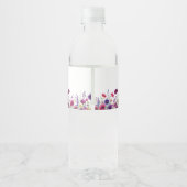 Wildflower, Paarse-Roze-Flower Baby shower Waterfles Etiket (Achterkant)