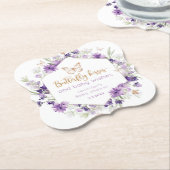 Wildflower paarse vlinder kussen baby shower kartonnen onderzetters (Gekanteld)