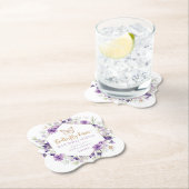 Wildflower paarse vlinder kussen baby shower kartonnen onderzetters (Insitu)