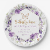 Wildflower paarse vlinder kussen baby shower papieren bordje (Voorkant)